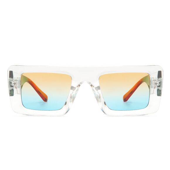 Luxury Clear & Multicolor Square Sunglasses Unisex Classy Exotic - Picture 2 of 3